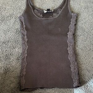 bebe Black Lace Accent Tank Top